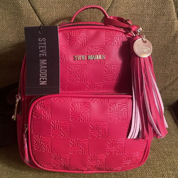 Steve Madden Embossed Pattern Crimson Red Mini Backpack NEW WITH TAGS Rare main image 6